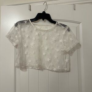 Universal Thread White Sheer Star Crop Top